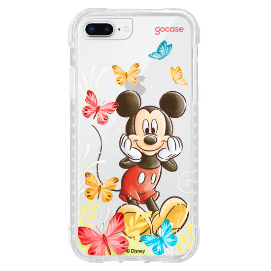 Capinha para celular Mickey & Amigos - Mickey Borboletas com Aquarela