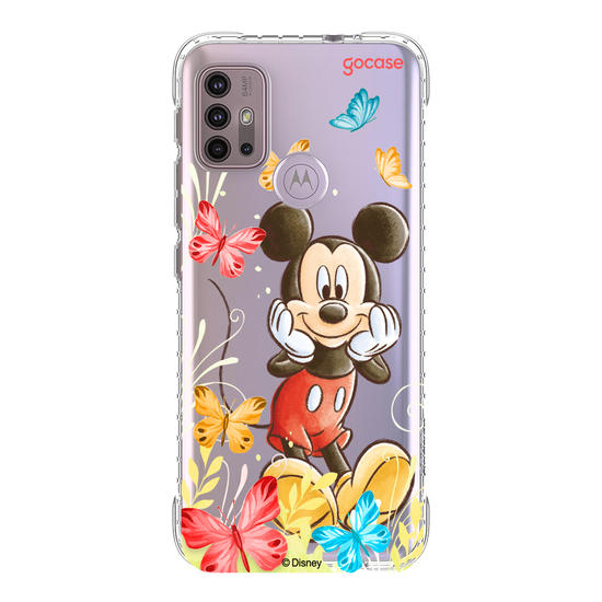 Capinha para celular Mickey & Amigos - Mickey Borboletas com Aquarela