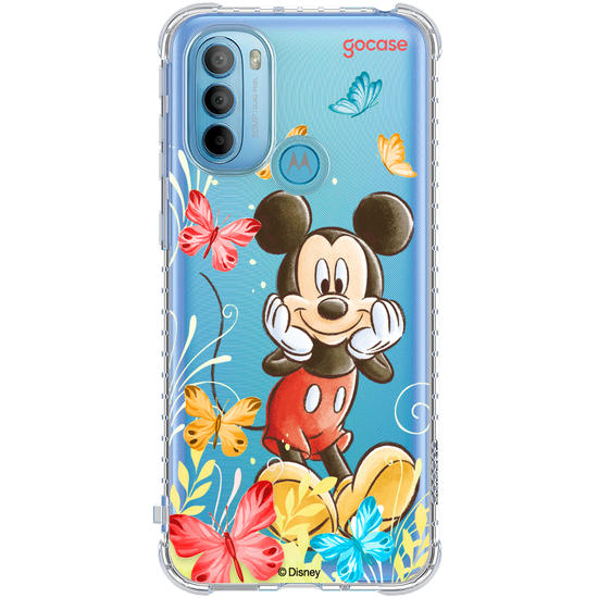 Capinha para celular Mickey & Amigos - Mickey Borboletas com Aquarela