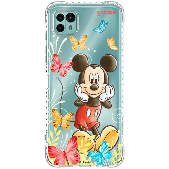 Capinha para celular Mickey & Amigos - Mickey Borboletas com Aquarela