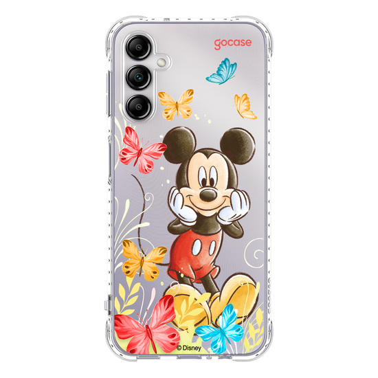 Capinha para celular Mickey & Amigos - Mickey Borboletas com Aquarela