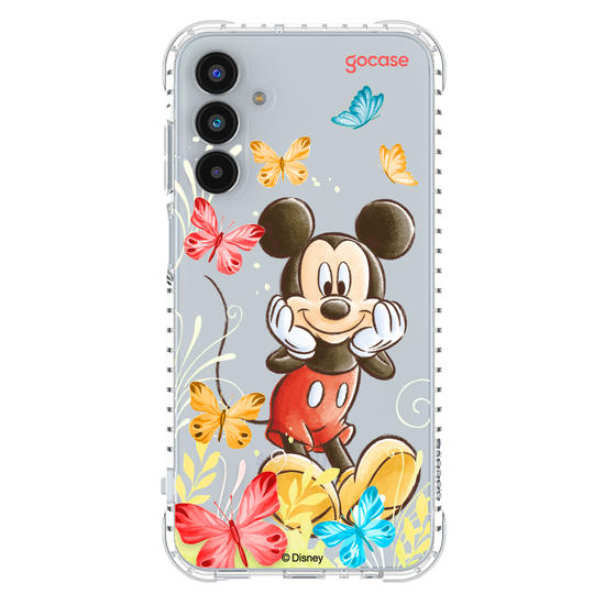 Capinha para celular Mickey & Amigos - Mickey Borboletas com Aquarela