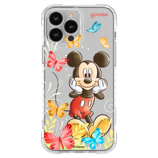 Capinha para celular Mickey & Amigos - Mickey Borboletas com Aquarela
