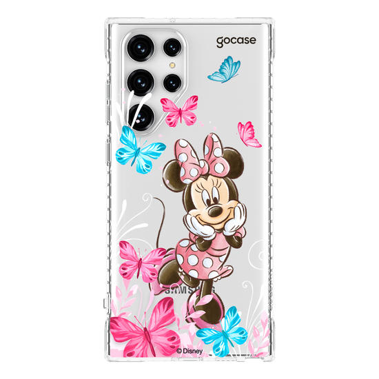 Capinha para celular Mickey & Amigos - Minnie Borboletas com Aquarela