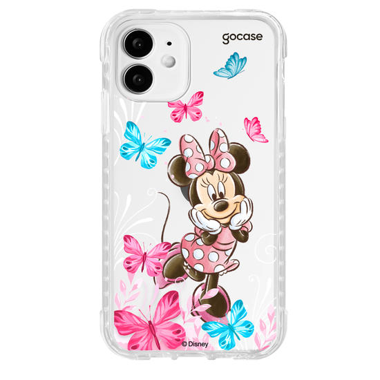 Capinha para celular Mickey & Amigos - Minnie Borboletas com Aquarela