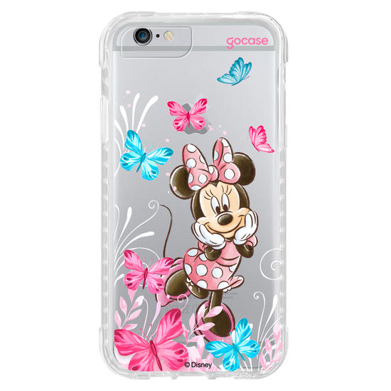 Capinha para celular Mickey & Amigos - Minnie Borboletas com Aquarela