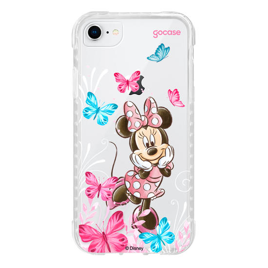 Capinha para celular Mickey & Amigos - Minnie Borboletas com Aquarela