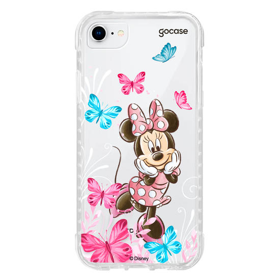 Capinha para celular Mickey & Amigos - Minnie Borboletas com Aquarela