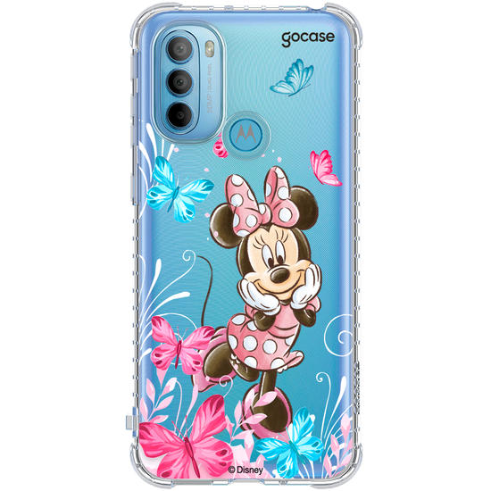 Capinha para celular Mickey & Amigos - Minnie Borboletas com Aquarela
