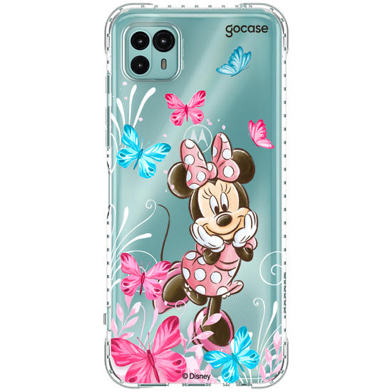 Capinha para celular Mickey & Amigos - Minnie Borboletas com Aquarela