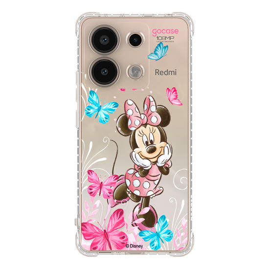 Capinha para celular Mickey & Amigos - Minnie Borboletas com Aquarela