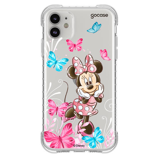 Capinha para celular Mickey & Amigos - Minnie Borboletas com Aquarela