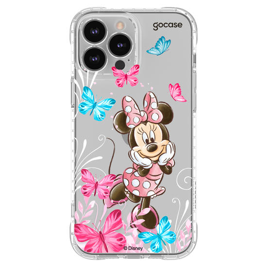 Capinha para celular Mickey & Amigos - Minnie Borboletas com Aquarela