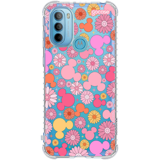 Capinha para celular Mickey & Amigos - Pattern com Floral