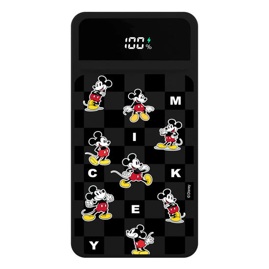 Carregador Portátil Turbo 10000mah Preto - Mickey e Amigos - Xadrez Minimalista
