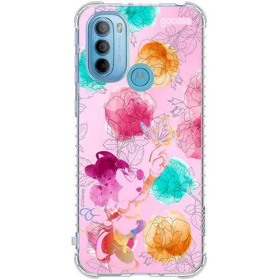 Capinha para celular  Minnie - Rosas e Aquarela