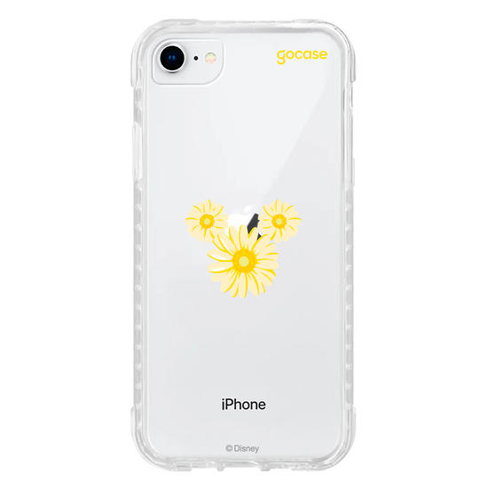 Capinha para celular  Mickey - Rosto Minimalista com Margaridas