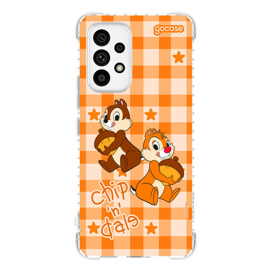 Capinha para celular  Tico e Teco Xadrez Laranja