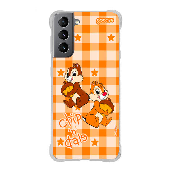 Capinha para celular  Tico e Teco Xadrez Laranja