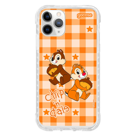 Capinha para celular  Tico e Teco Xadrez Laranja