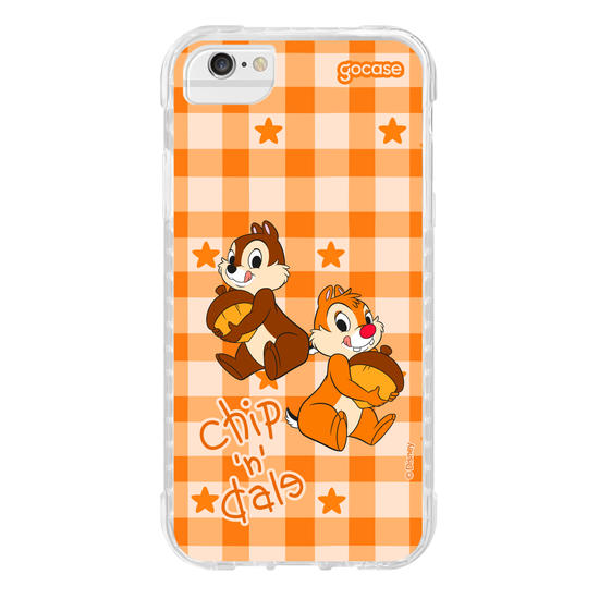 Capinha para celular  Tico e Teco Xadrez Laranja