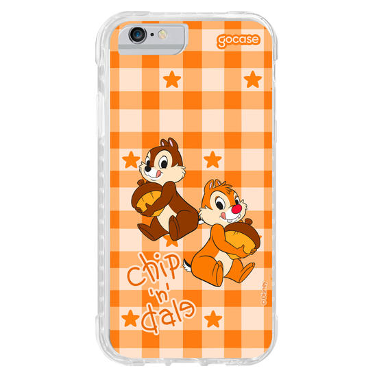 Capinha para celular  Tico e Teco Xadrez Laranja