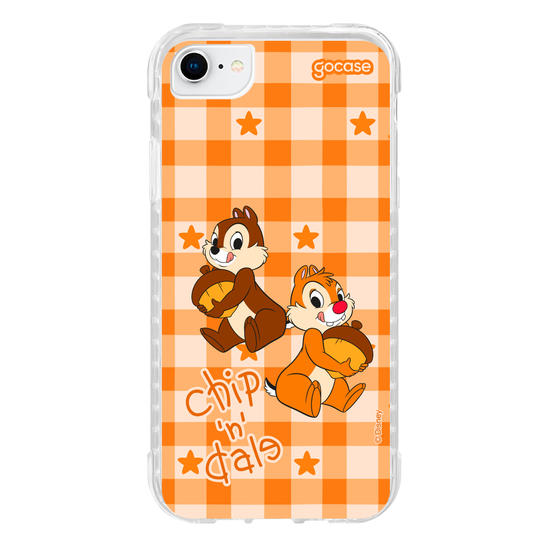 Capinha para celular  Tico e Teco Xadrez Laranja