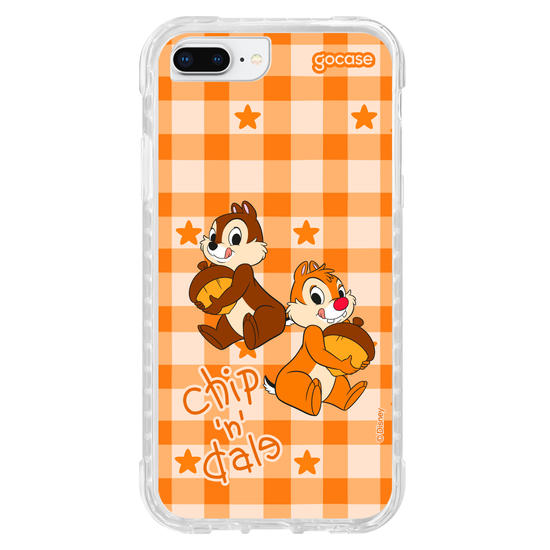 Capinha para celular  Tico e Teco Xadrez Laranja