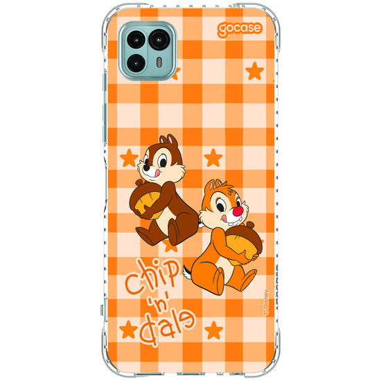 Capinha para celular  Tico e Teco Xadrez Laranja