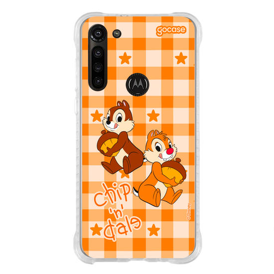 Capinha para celular  Tico e Teco Xadrez Laranja