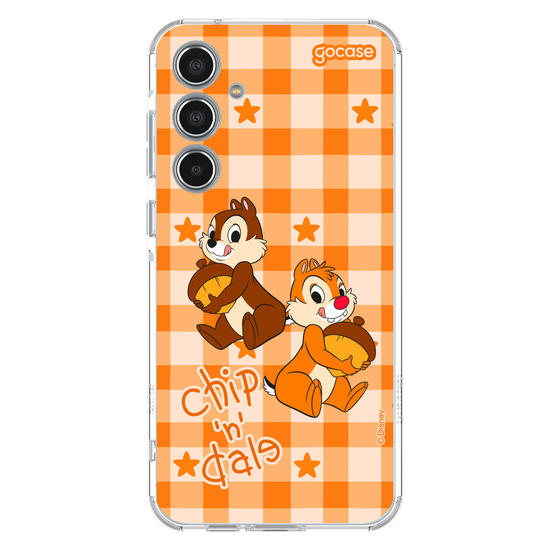 Capinha para celular  Tico e Teco Xadrez Laranja