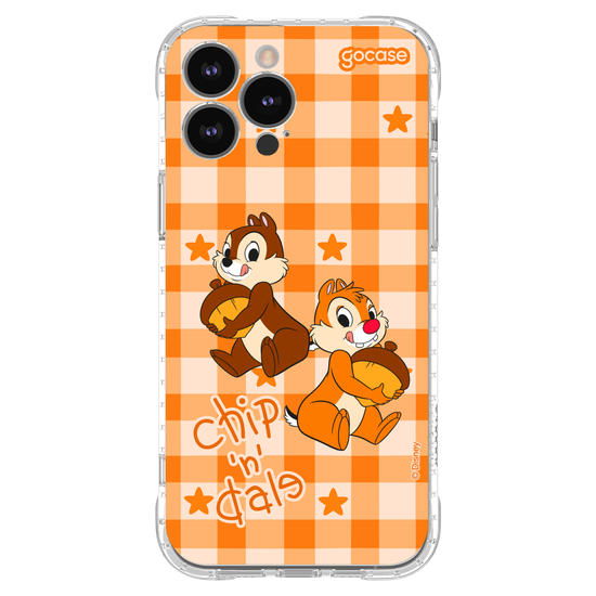 Capinha para celular  Tico e Teco Xadrez Laranja