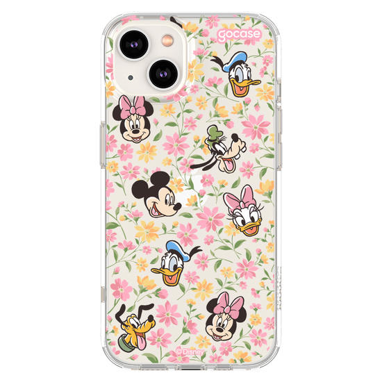 Capinha para celular Mickey & Amigos - Flores e Rostinhos Pattern