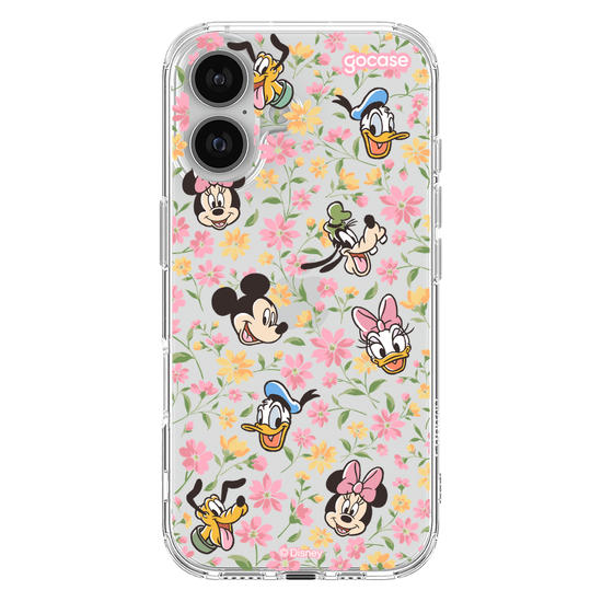 Capinha para celular Mickey & Amigos - Flores e Rostinhos Pattern