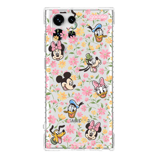 Capinha para celular Mickey & Amigos - Flores e Rostinhos Pattern