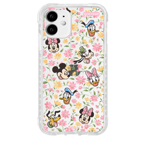 Capinha para celular Mickey & Amigos - Flores e Rostinhos Pattern