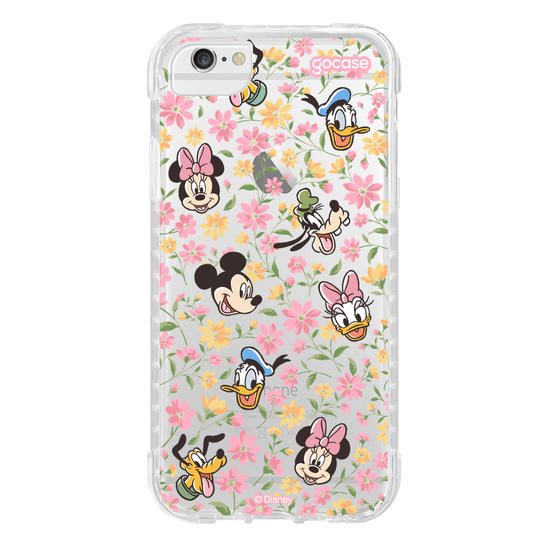 Capinha para celular Mickey & Amigos - Flores e Rostinhos Pattern