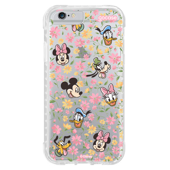 Capinha para celular Mickey & Amigos - Flores e Rostinhos Pattern