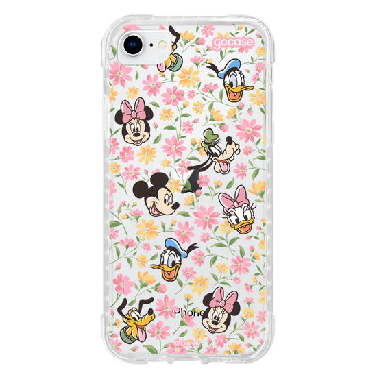 Capinha para celular Mickey & Amigos - Flores e Rostinhos Pattern
