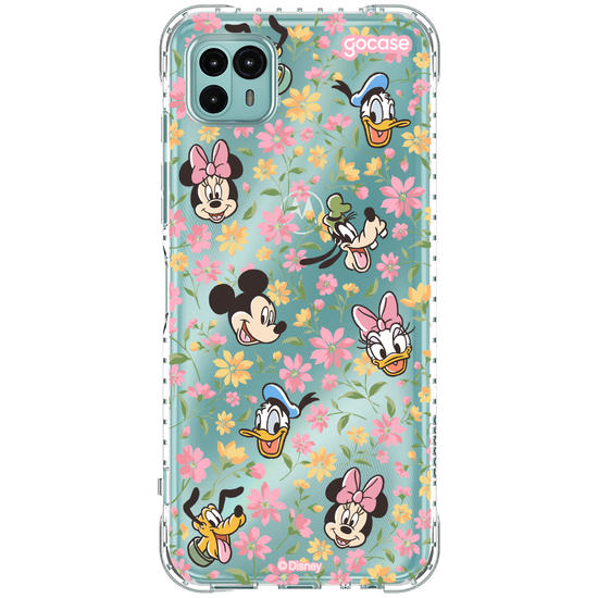 Capinha para celular Mickey & Amigos - Flores e Rostinhos Pattern