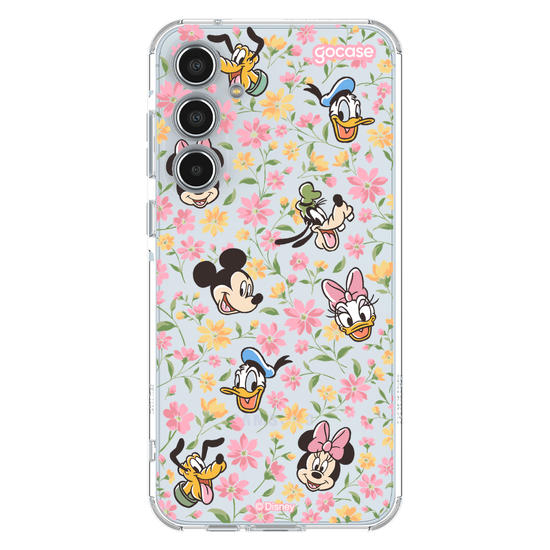 Capinha para celular Mickey & Amigos - Flores e Rostinhos Pattern