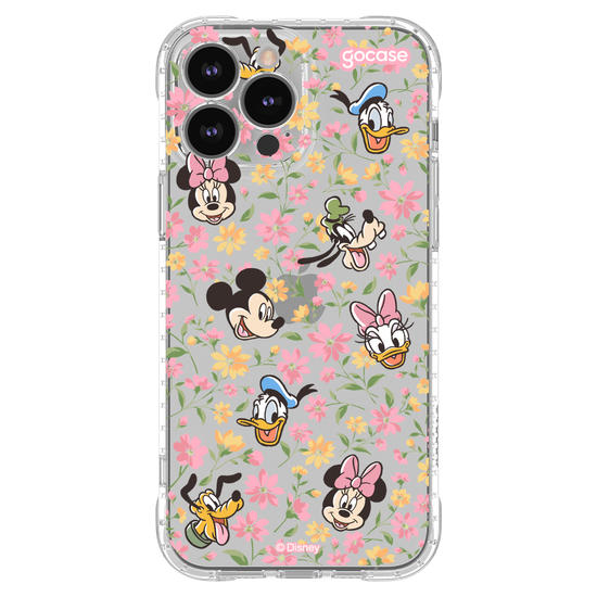 Capinha para celular Mickey & Amigos - Flores e Rostinhos Pattern