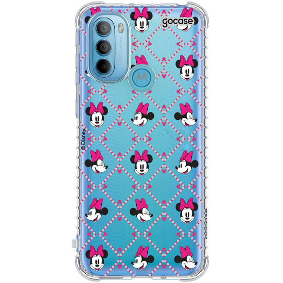 Capinha para celular  Minnie - Padrão Xadrez com Iniciais