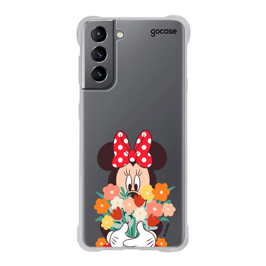Capinha para celular Mickey & Amigos - Minnie - Buquê de Flores