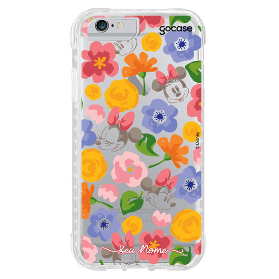 Capinha para celular Mickey & Amigos - Minnie Flores em Aquarela