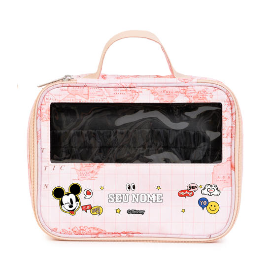  Necessaire Makeup Double - Mapa Mundi Rosa - Hey Mickey