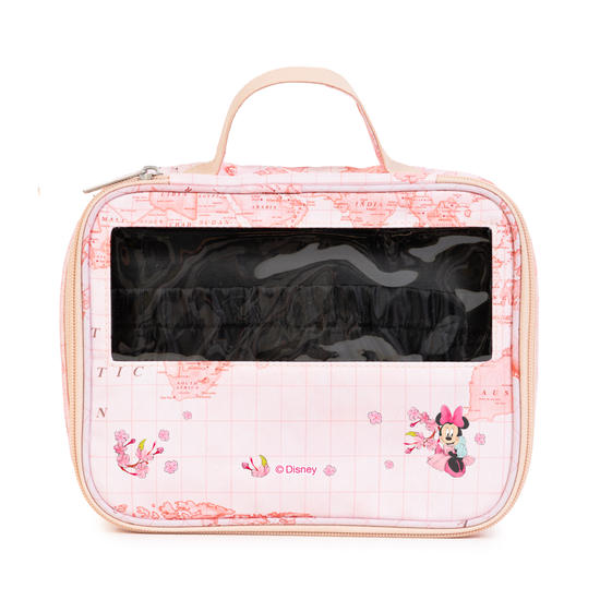  Necessaire Makeup Double - Mapa Mundi Rosa - Minnie Classical Rose