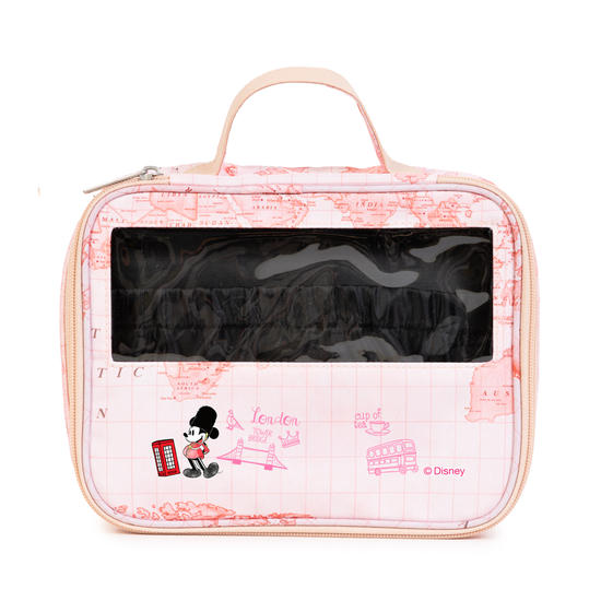  Necessaire Makeup Double - Mapa Mundi Rosa - Mickey London