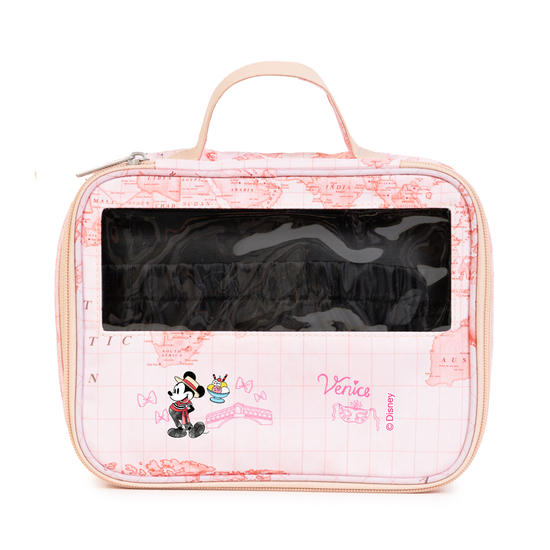  Necessaire Makeup Double - Mapa Mundi Rosa - Mickey Venice