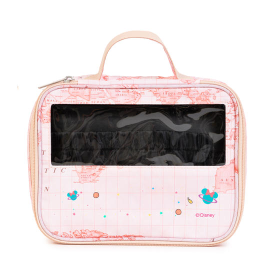  Necessaire Makeup Double - Mapa Mundi Rosa - Minnie Planetinhas